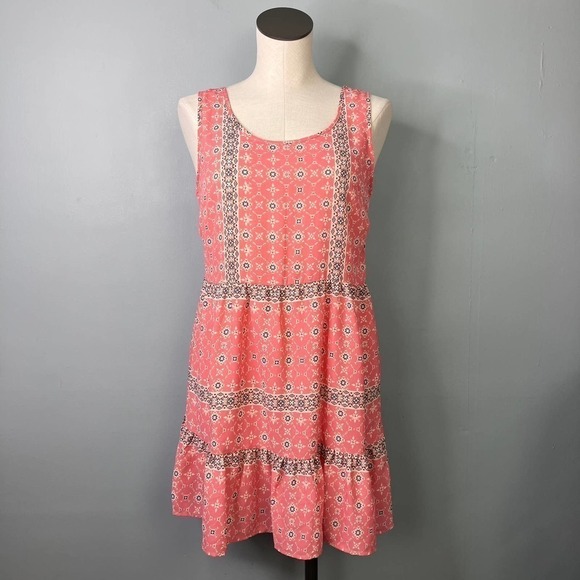 SWEET Journey Peachy Pink Casual Crepe Satin Sleeveless Mini Ruffle Dress Size S - Picture 1 of 12